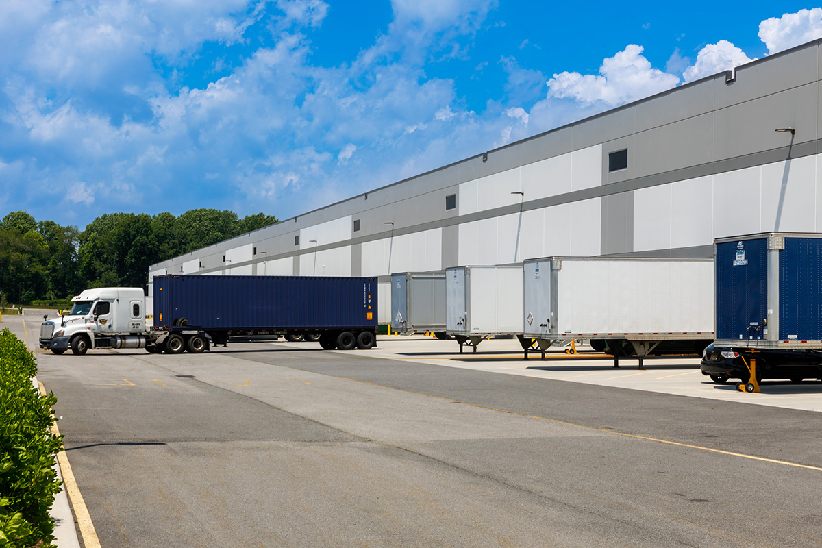 Photo of warehouse transportation bays.